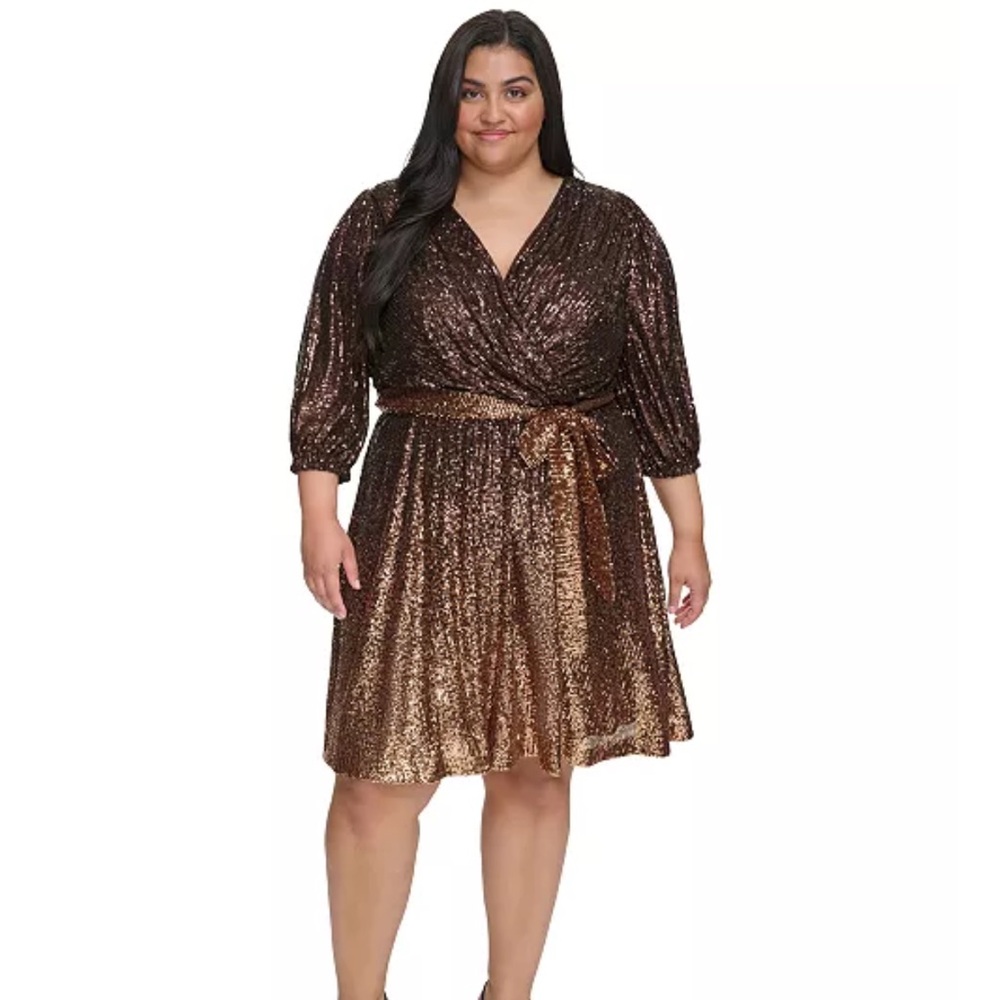 Brand new with Tags DKNY Ombre Sequined Faux-Wrap Dress‎ Size 20W
